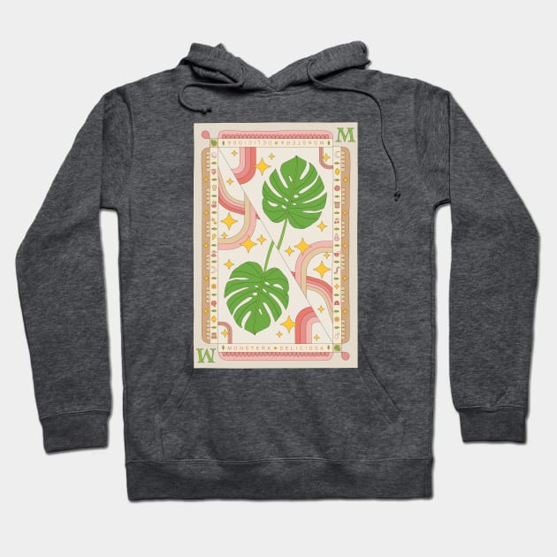 Monstera Deliciosa Swiss Cheese Plant Illustration with Playing Card Design for Plant Mom Plant Daddy Hoodie by annagrunduls